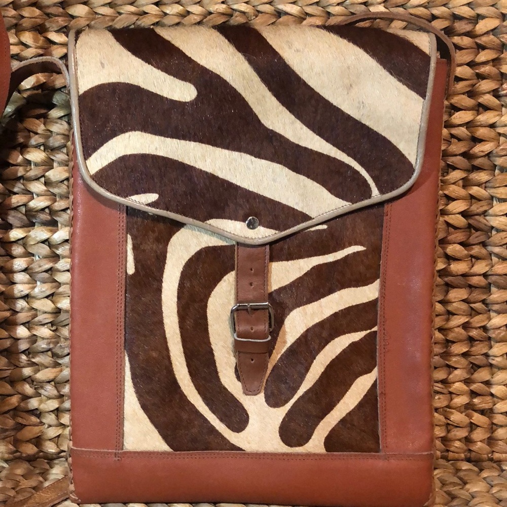 Leather & Calf Hair Messenger Bag